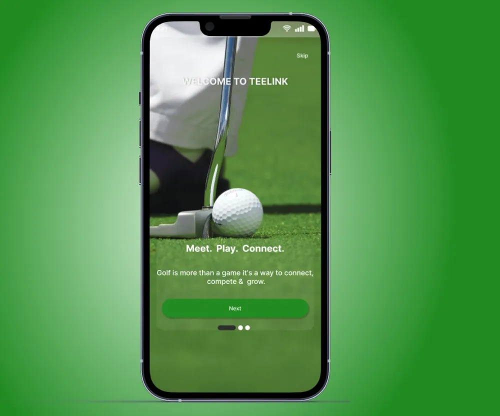 Teelink golf app welcome experience