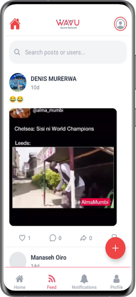 Wavu Sports Network community feed