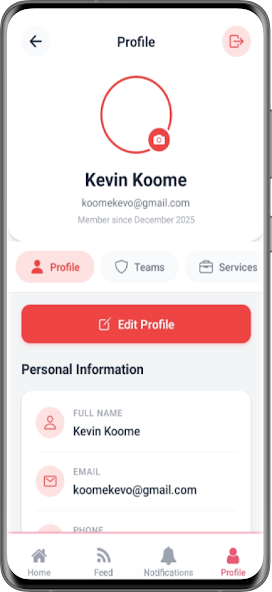 Wavu Sports Network player profile screen